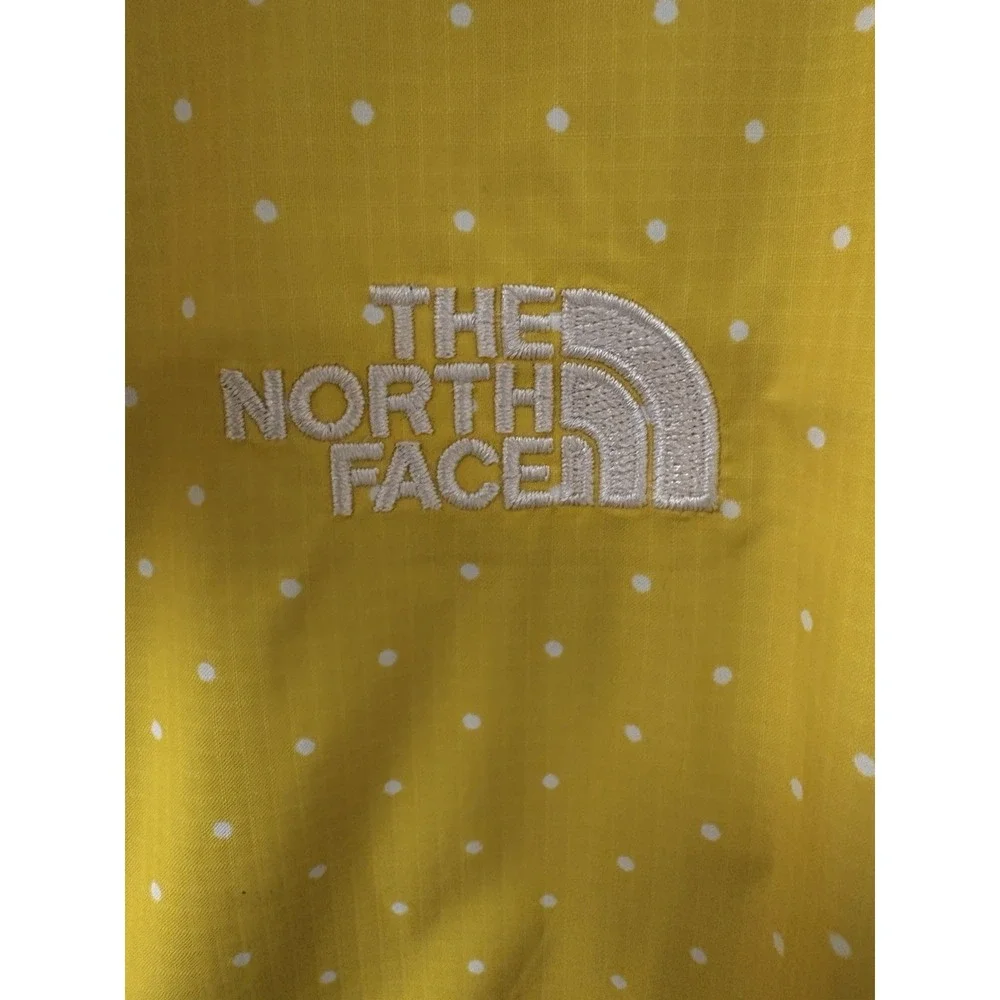 The North Face Rain Jacket Women's Yellow Polka Dot Hooded Zip Sz XL